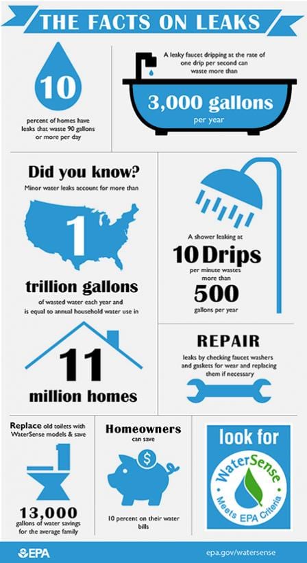 infograph of water loss caused by leaks